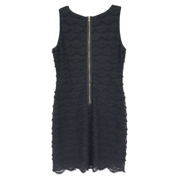 Guess Est. 1981 Black Fringe Tiered Lace Bodycon Cocktail Dress Size 14 LBD - Picture 2 of 7
